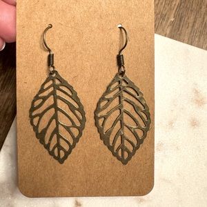 Antique bronze leaf earrings